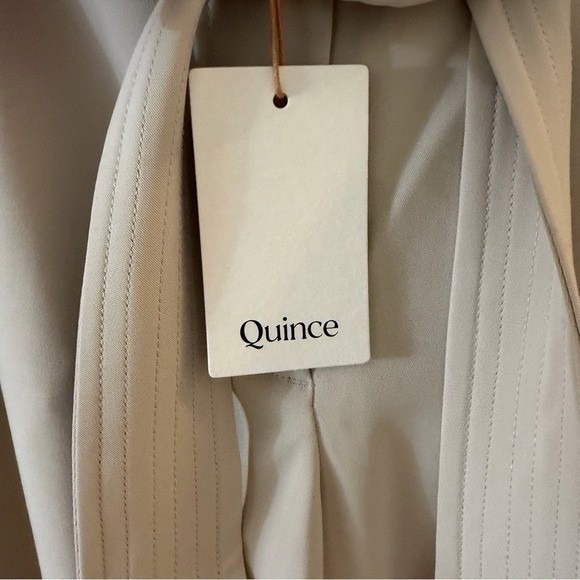Quince Stretch Crepe Paperbag Pants Sand Off White Belted Waist size 10 NWT - Picture 12 of 16